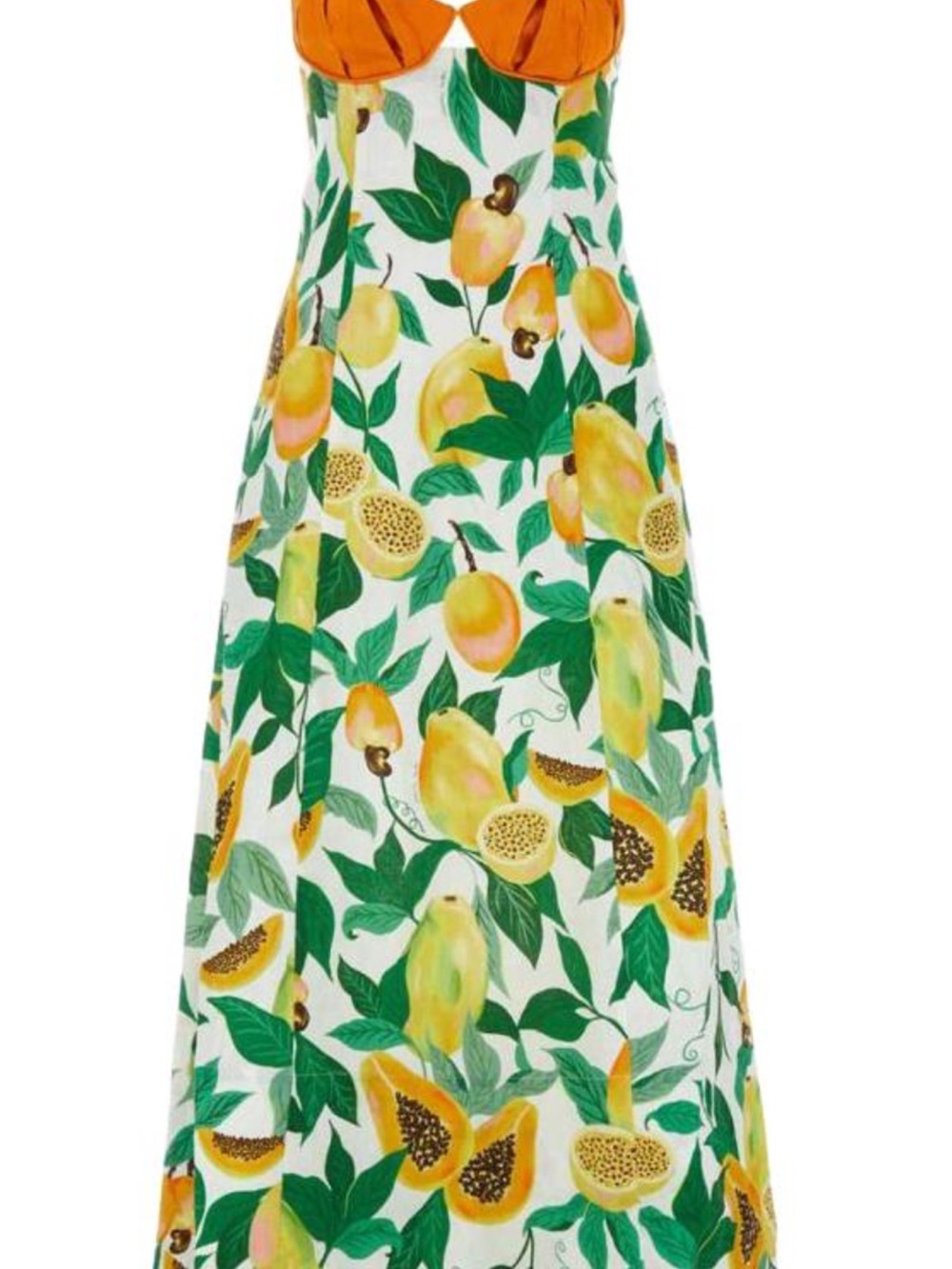 FARM Rio White Maxi Dress with Yellow Fruit & Green Leaf Print